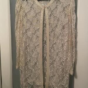 Vintage Ivory Beaded Sequin Pearl Lace Jacket.